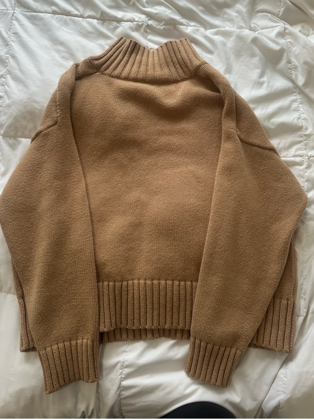 Ann Taylor Women's Rib-Neck Camel Sweater